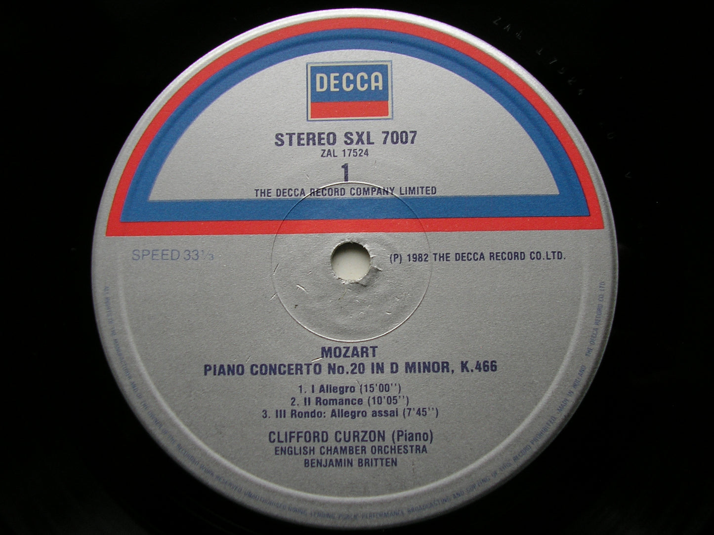 MOZART: PIANO CONCERTOS Nos. 20 & 27      CURZON / ENGLISH CHAMBER ORCHESTRA / BRITTEN     SXL 7007