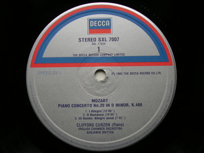 MOZART: PIANO CONCERTOS Nos. 20 & 27      CURZON / ENGLISH CHAMBER ORCHESTRA / BRITTEN     SXL 7007