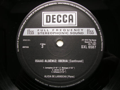 ALBENIZ: IBERIA / NAVARRA / CANTOS DE ESPANA     ALICIA DE LARROCHA     SXL 6586 / 7