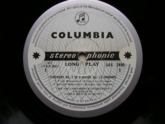 SAX 2498  BRAHMS: SYMPHONY No. 2      PHILHARMONIA / GIULINI