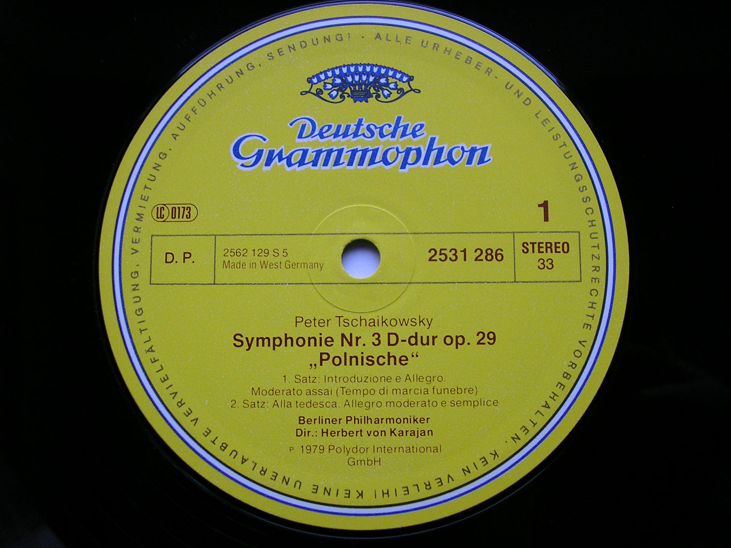 TCHAIKOVSKY: SYMPHONY No. 3 'Polish'       KARAJAN / BERLIN PHILHARMONIC    2531 286