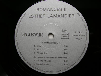 ROMANCES II       ESTHER LAMANDIER SINGS SEPHARDIC & ARAMEAN SONGS      AL 12