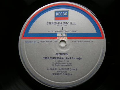 BEETHOVEN: THE PIANO CONCERTOS / CHORAL FANTASIA     DE LARROCHA / BERLIN RADIO SYMPHONY / CHAILLY    3LP      414 391