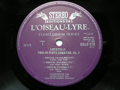 LOCATELLI: TWELVE FLUTE SONATAS Op. 2       PRESTON / PLEETH / HOGWOOD     2 LP       DSLO 578 / 9