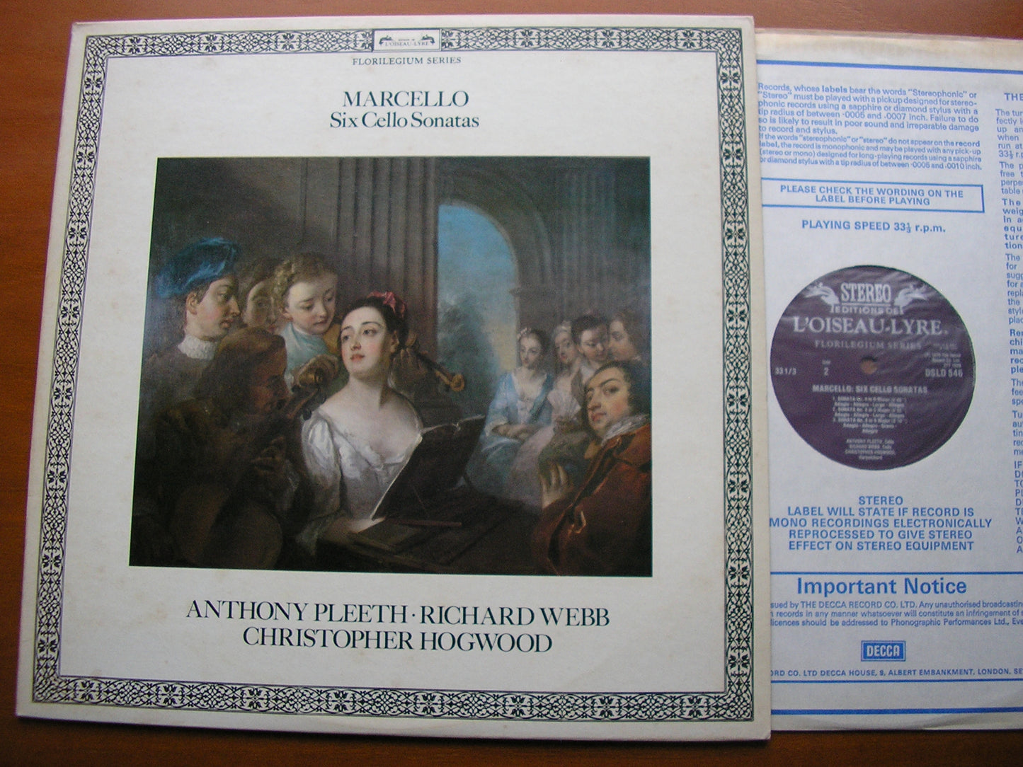 MARCELLO: SIX CELLO SONATAS    PLEETH /WEBB / HOGWOOD      DSLO 546