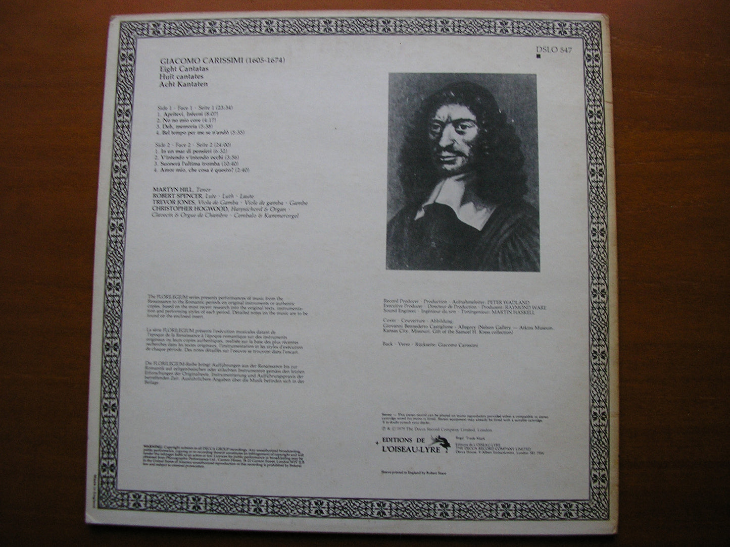 CARISSIMI: EIGHT CANTATAS    HILL / SPENCER / JONES / HOGWOOD      DSLO 547