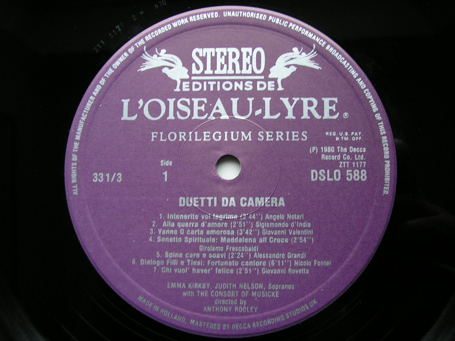 DUETTI DA CAMERA: NOTARI / d'INDIA / VALENTINI / FRESCOBALDI / ROVETTA / MONTEVERDI       KIRKBY / NELSON / THE CONSORT OF MUSICKE    DSLO 588
