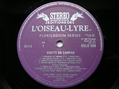 DUETTI DA CAMERA: NOTARI / d'INDIA / VALENTINI / FRESCOBALDI / ROVETTA / MONTEVERDI       KIRKBY / NELSON / THE CONSORT OF MUSICKE    DSLO 588