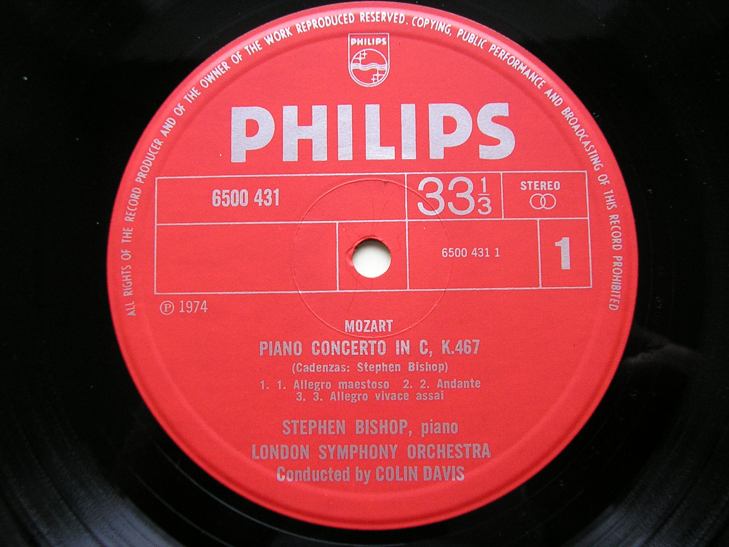 MOZART: PIANO CONCERTOS Nos. 21 & 25      BISHOP / LONDON SYMPHONY / DAVIS     6500 431