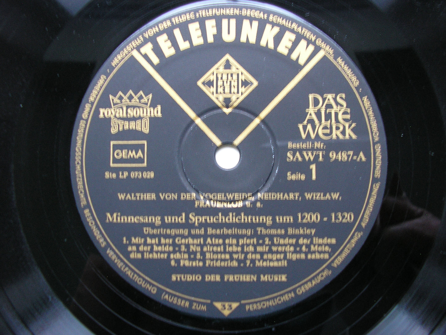 MINNESANG & SPRUCHDICHTUNG 1200-1320     STUDIO OF EARLY MUSIC / BINKLEY     SAWT 9487