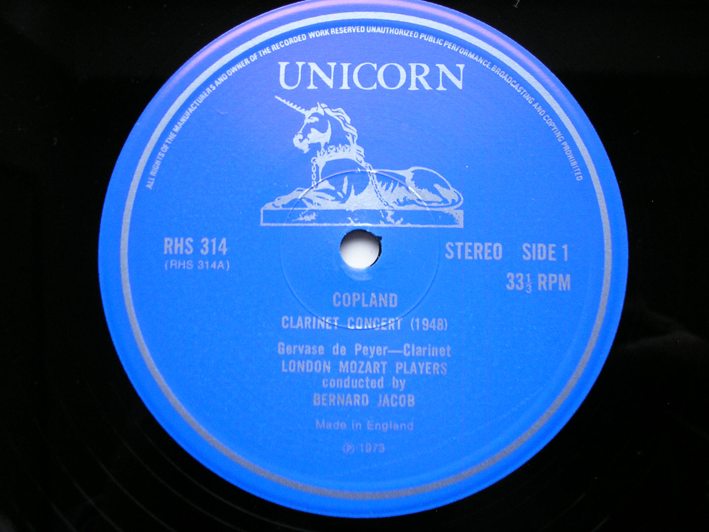 COPLAND: CLARINET CONCERTO / CRUSELL: GRAND CONCERTO in F      DE PEYER / LONDON MOZART PLAYERS / JACOB      RHS 314