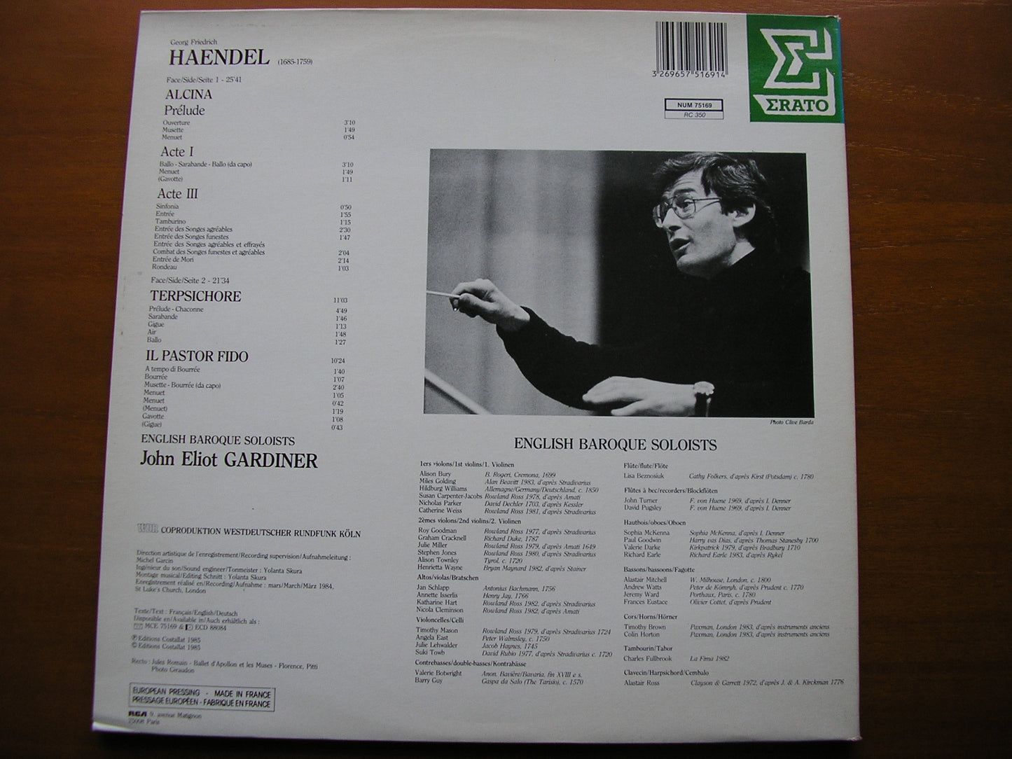 HANDEL: BALLET MUSIC from Alcina / Il Pastor Fido / Terpsichore    ENGLISH BAROQUE SOLOISTS / GARDINER     NUM 75169