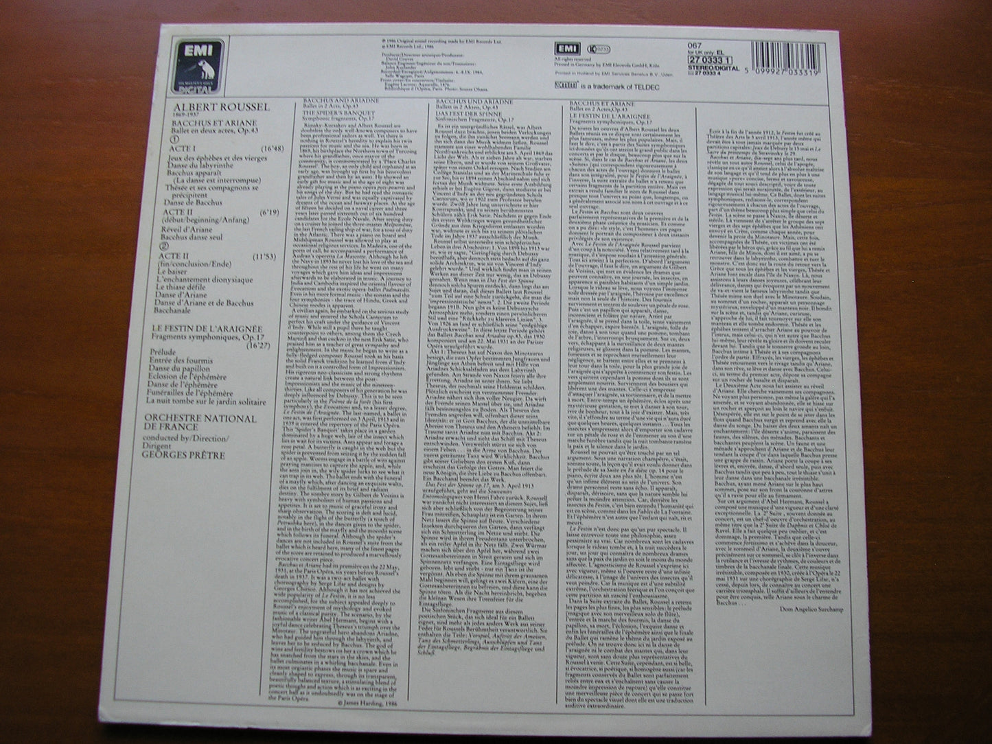 ROUSSEL: BACCHUS & ARIANE / THE SPIDER'S BANQUET     GEORGES PRETRE / FRENCH NATIONAL ORCHESTRA     27 0333