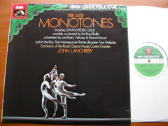 SATIE: MONOTONES / JACK IN THE BOX / 3 PIECES IN THE SHAPE OF A PEAR       OROHCG / JOHN LANCHBERY    ESD 7069