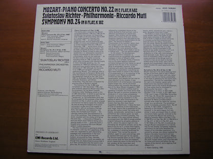 MOZART: PIANO CONCERTO No. 22 / SYMPHONY No. 24     RICHTER / PHILHARMONIA / MUTI    ASD 1435281
