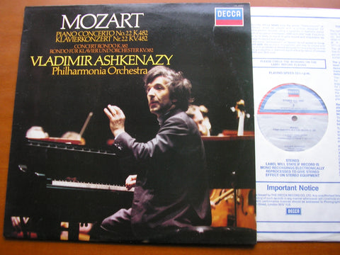 MOZART: PIANO CONCERTO  No. 22 / RONDO K382     ASHKENAZY / PHILHARMONIA     SXL 6982