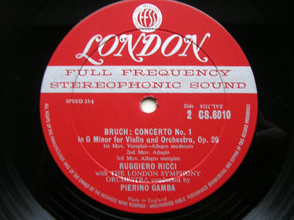 MENDELSSOHN & BRUCH: VIOLIN CONCERTOS     RICCI / LONDON SYMPHONY / GAMBA     CS 6010