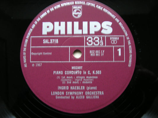 MOZART: PIANO CONCERTO No. 25 / RONDOS K382 & K386    HAEBLER / LONDON SYMPHONY / GALLIERA     SAL 3718
