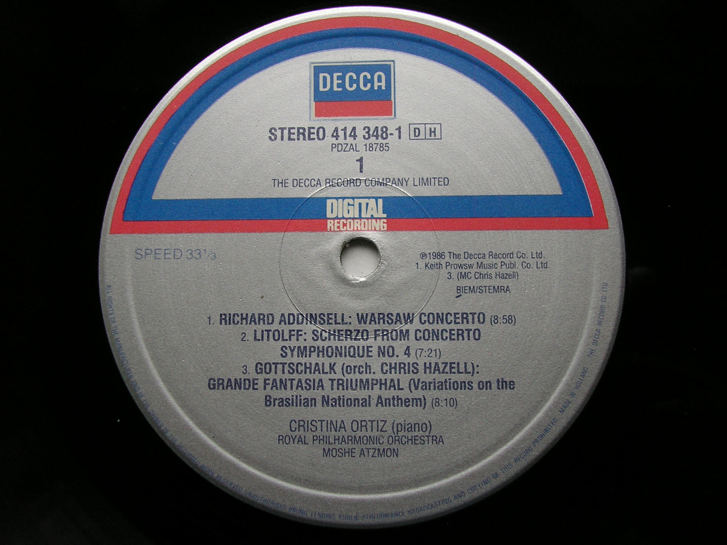 RACHMANINOV: PIANO CONCERTO No. 2 / LITOLFF: SCHERZO / ADDINSELL: WARSAW CONCERTO    ORTIZ / ROYAL PHILHARMONIC / ATZMON   414 348