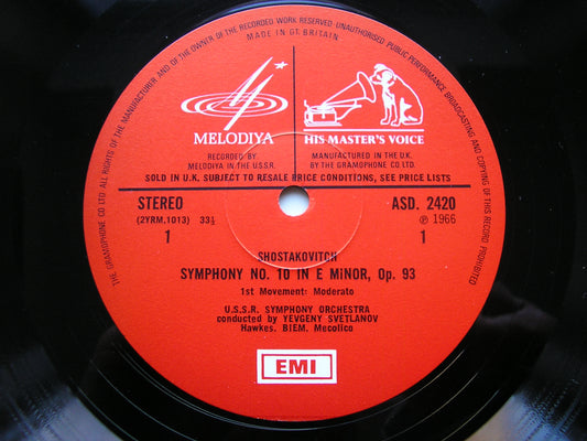 SHOSTAKOVICH: SYMPHONY No. 10     SVETLANOV / USSR SYMPHONY     ASD 2420