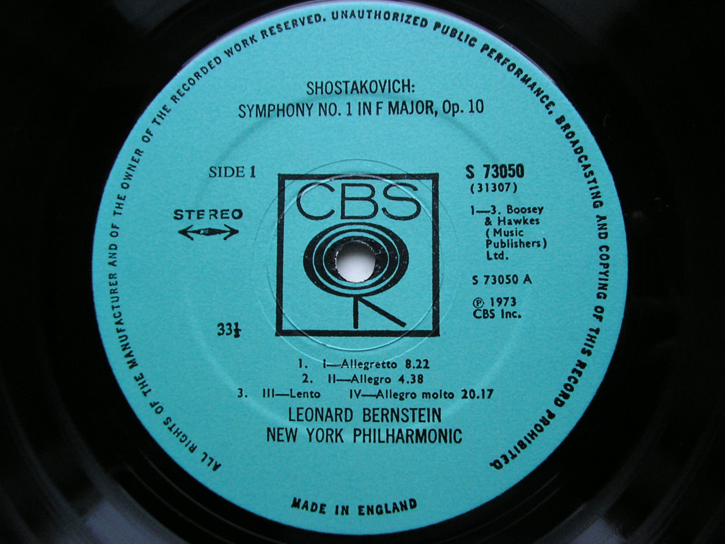SHOSTAKOVICH: SYMPHONIES Nos. 1 & 9      BERNSTEIN / NEW YORK PHILHARMONIC    73050