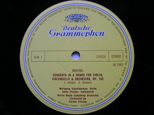 BRAHMS: DOUBLE CONCERTO / TRAGIC OVERTURE    SCHNEIDERHAN / STARKER / RIAS BERLIN / FRICSAY / MAAZEL / BPO      139 126