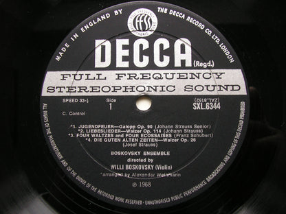 DANCES OF OLD VIENNA: SCHUBERT / LANNER / JOHANN STRAUSS      BOSKOVSKY ENSEMBLE     SXL 6344