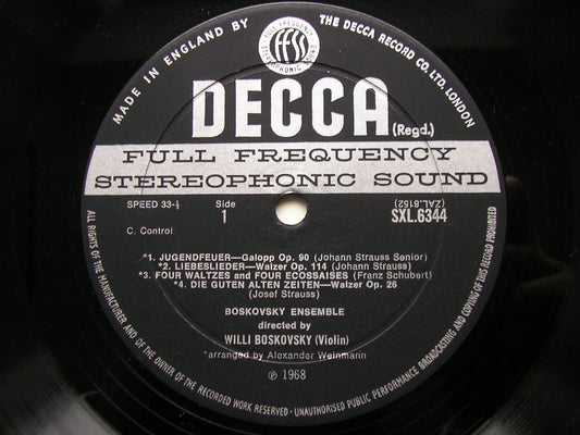 DANCES OF OLD VIENNA: SCHUBERT / LANNER / JOHANN STRAUSS      BOSKOVSKY ENSEMBLE     SXL 6344
