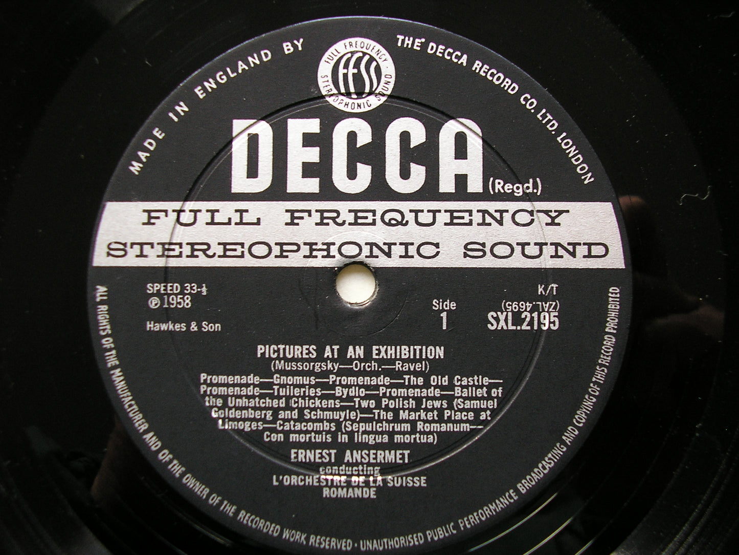 MUSSORGSKY: PICTURES AT AN EXHIBITION . LISZT: THE HUNS     AMSERMET / SUISSE ROMANDE     SXL 2195