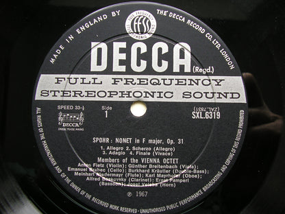 SXL 6319  SPOHR: NONET in F / DOUBLE QUARTET in E     MEMBERS OF THE VIENNA OCTET     ED2
