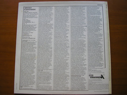 SCHOENBERG: VERKLARTE NACHT / CHAMBER SYMPHONY No. 1      ATHERTON / LONDON SINFONIETTA     SDD 519