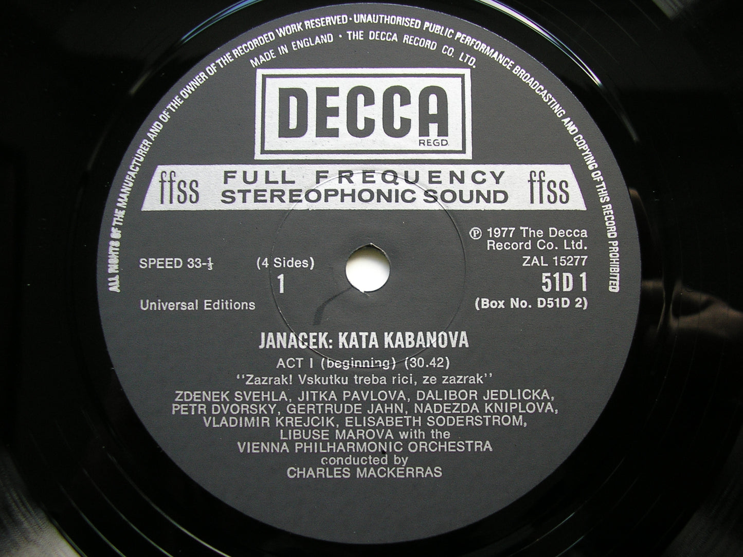 JANACEK: KATYA KABANOVA     SODERSTROM / DORSKY / VIENNA PHILHARMONIC / MACKERRAS     2LP      D51D2