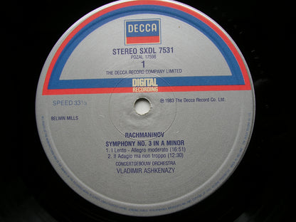 RACHMANINOV: SYMPHONY No. 3 / YOUTH SYMPHONY (1891)      ASHKENAZY / CONCERTGEBOUW      SXDL 7531