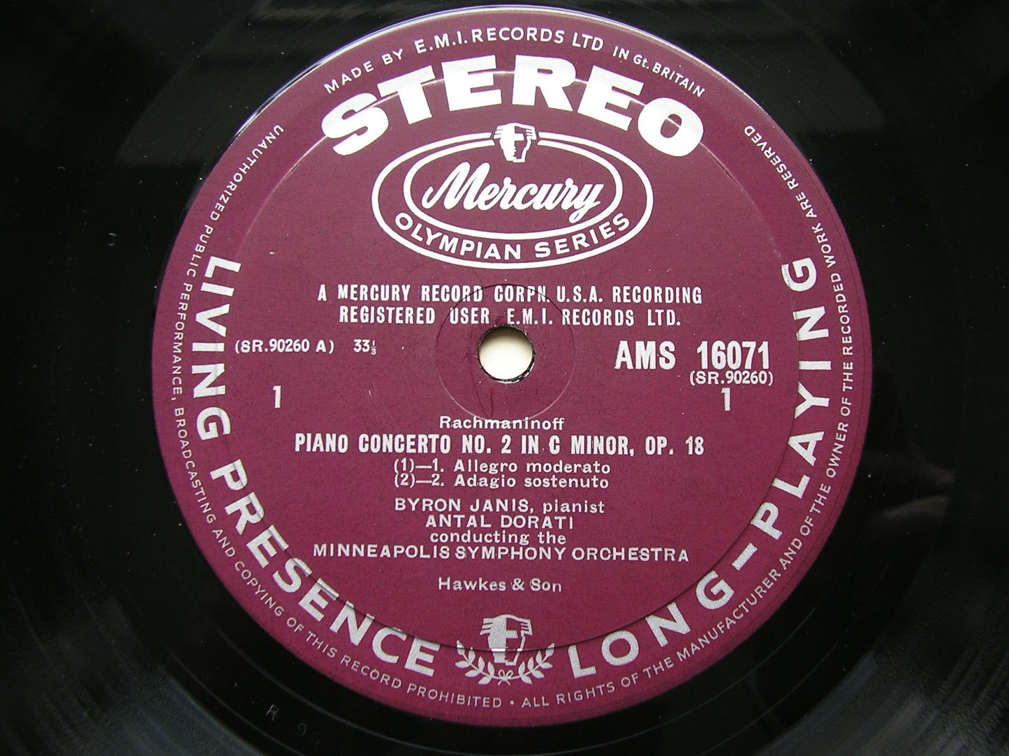 RACHMANINOV: PIANO CONCERTO No. 2     JANIS / MINNEAPOLIS SYMPHONY / DORATI      AMS 16071