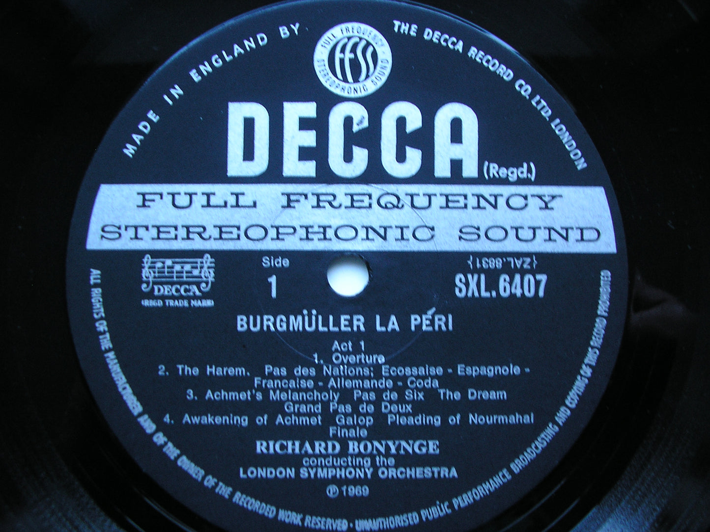 SXL 6407 BURGMULLER: LA PERI  complete ballet      BONYNGE / LONDON SYMPHONY    ED3