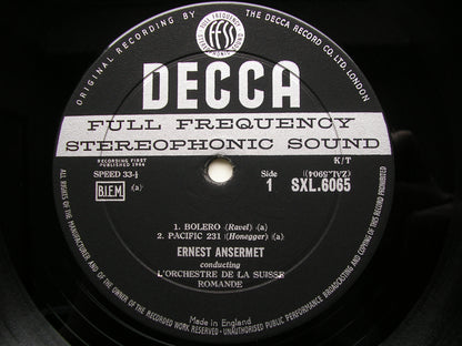 SXL 6065  RAVEL / HONEGGER / DUKAS: ORCHESTRAL WORKS     ANSERMET / SUISSE ROMANDE    ED1