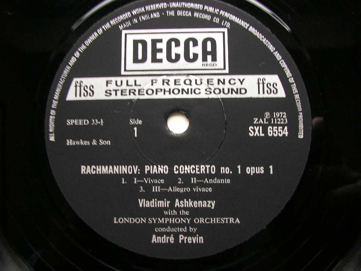 RACHMANINOV: PIANO CONCERTOS Nos. 1 & 2    ASHKENAZY / LONDON SYMPHONY / PREVIN    SXL 6554