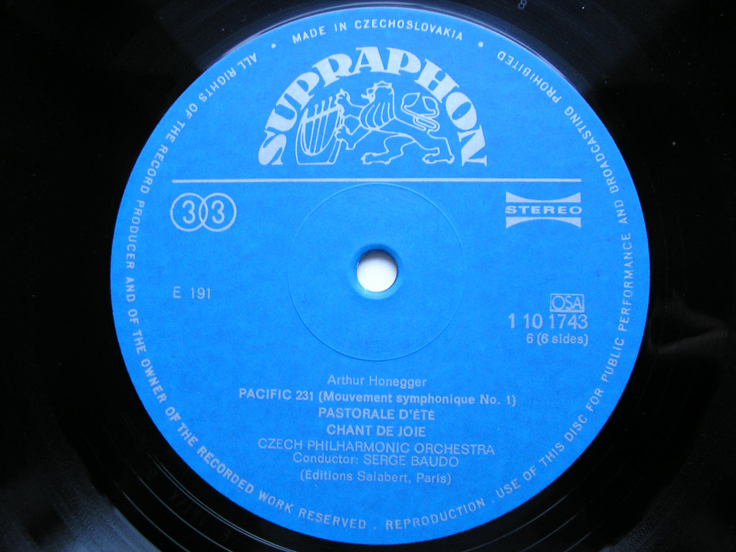 HONEGGER: THE FIVE SYMPHONIES / PACIFIC 231 / PASTORALE D'ETE / CHANT DE JOIE     BAUDO / CZECH PHILHARMONIC     3LP    110 1741-3