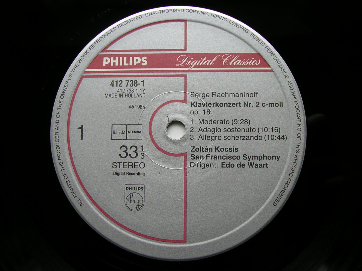 RACHMANINOV: PIANO CONCERTO No. 2      KOCSIS / SAN FRANCISCO SYMPHONY / DE WAART       412 738