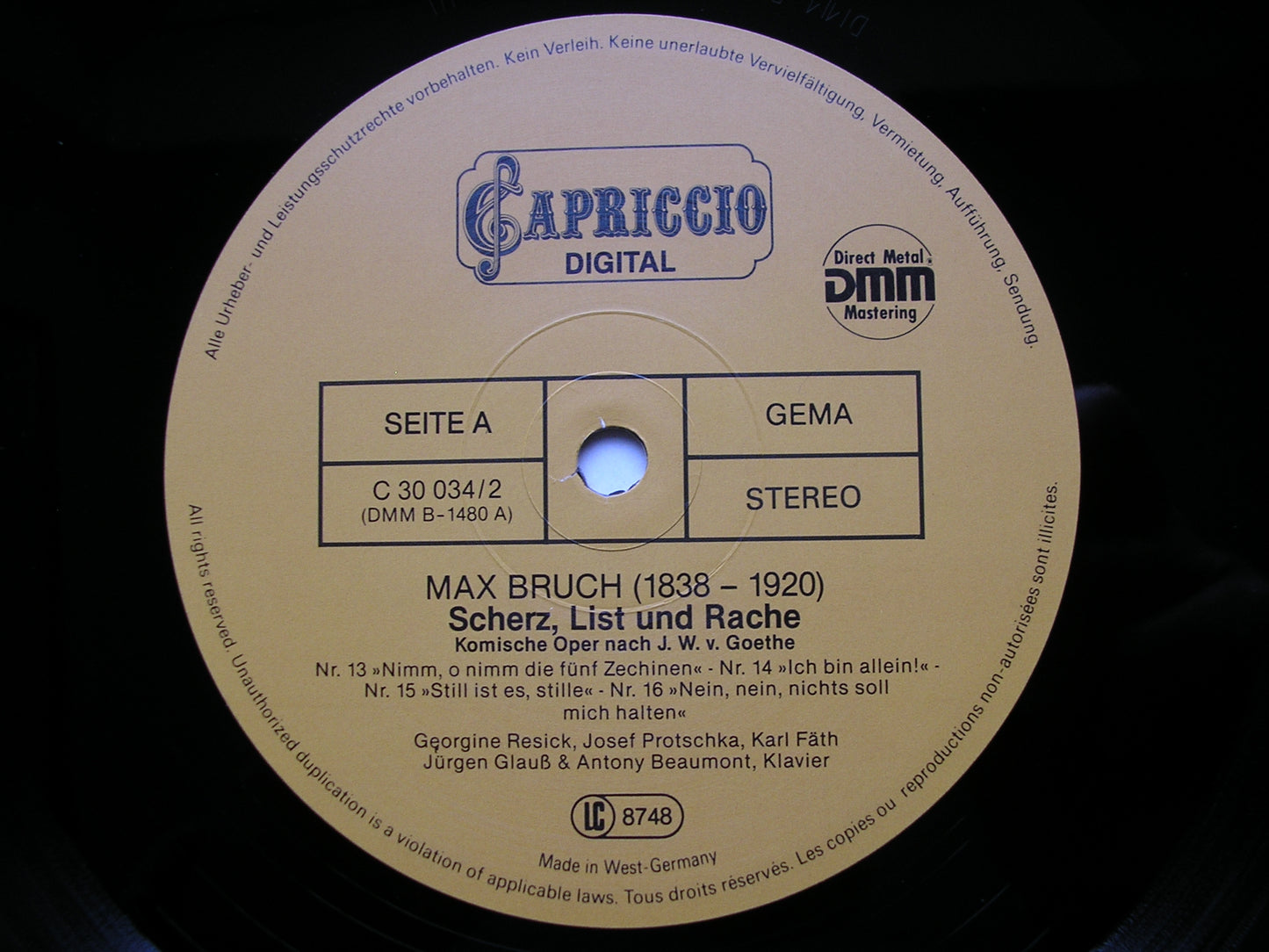 BRUCH: SCHERZ, LIST UND RACHE (JOKE, TRICKERY & REVENGE)     SOLOISTS / PIANO DUO     2LP SET    C 30 034 / 1-2