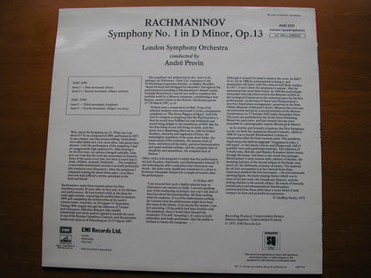 RACHMANINOV: SYMPHONY No. 1       PREVIN / LONDON SYMPHONY     ASD 3137