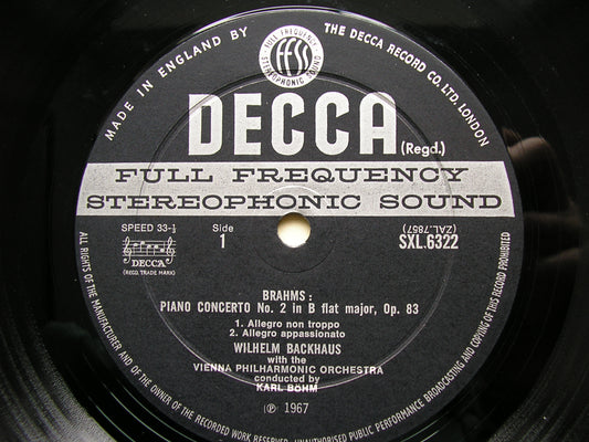 SXL 6322  BRAHMS: PIANO CONCERTO No.2     BACKHAUS / VIENNA PHILHARMONIC / BOHM     ED2