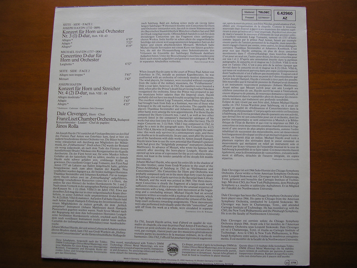 JOSEP HAYDN / MICHAEL HAYDN: HORN CONCERTOS       CLEVENGER / FRANZ LISZT CHAMBER ORCHESTRA / ROLLA     6.42960