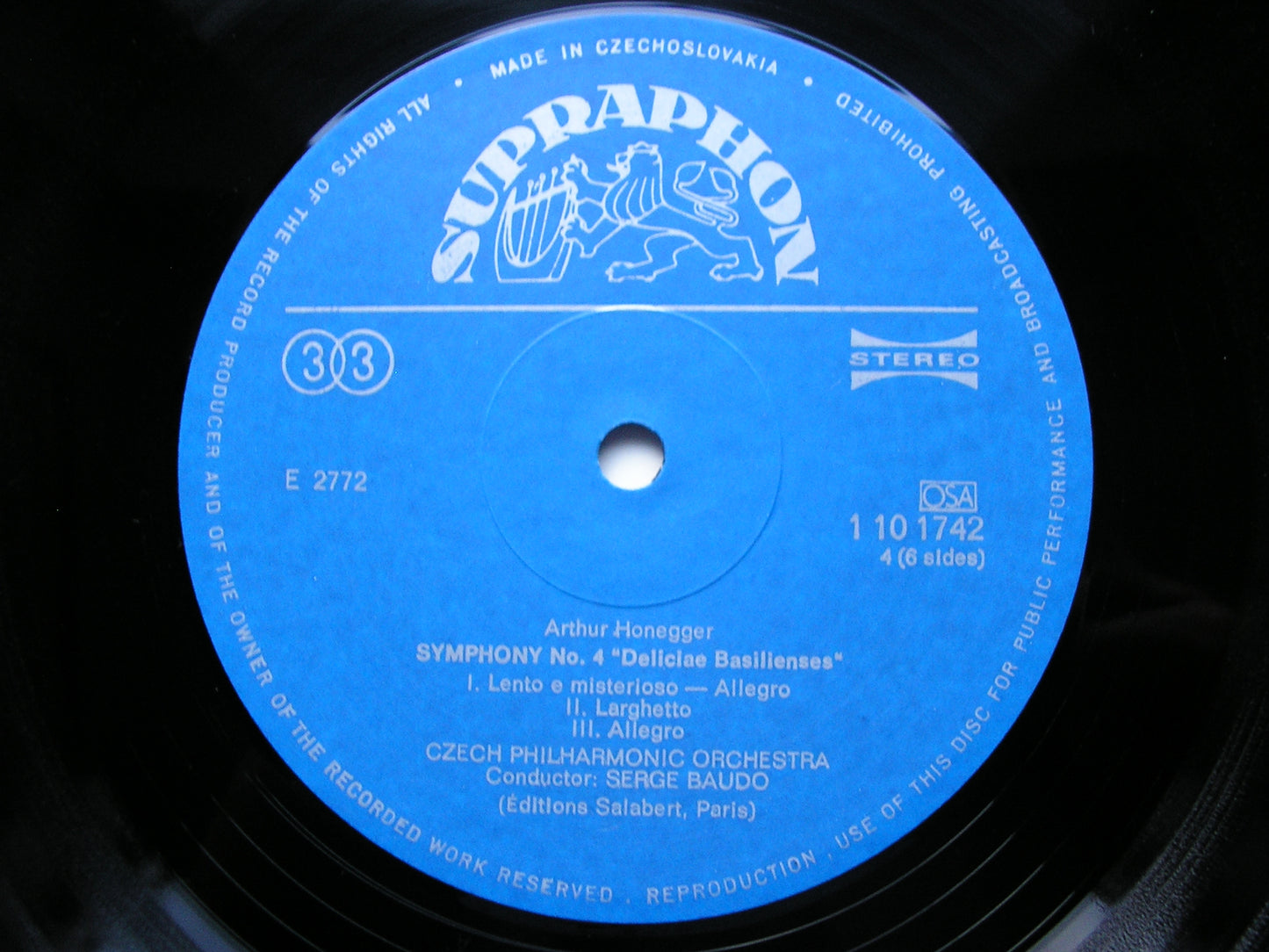 HONEGGER: THE FIVE SYMPHONIES / PACIFIC 231 / PASTORALE D'ETE / CHANT DE JOIE     BAUDO / CZECH PHILHARMONIC     3LP    110 1741-3