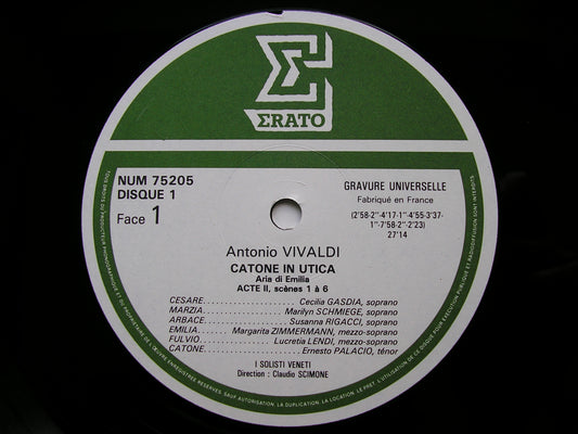 VIVALDI: IL CATONE IN UTICA  (1735)     SOLOISTS / I SOLOISTI VENETI / SCIMONE   2LP    NUM 75204
