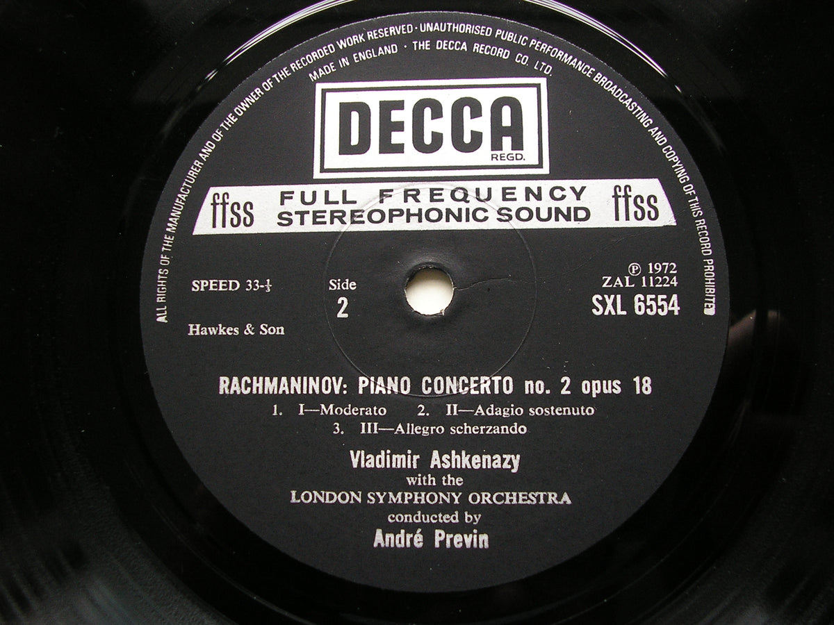 RACHMANINOV: PIANO CONCERTOS Nos. 1 & 2    ASHKENAZY / LONDON SYMPHONY / PREVIN    SXL 6554