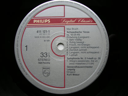 BRUCH: SYMPHONY No. 2 / SWEDISH DANCES       LEIPZIG GEWANDHAUS / MASUR     411 121