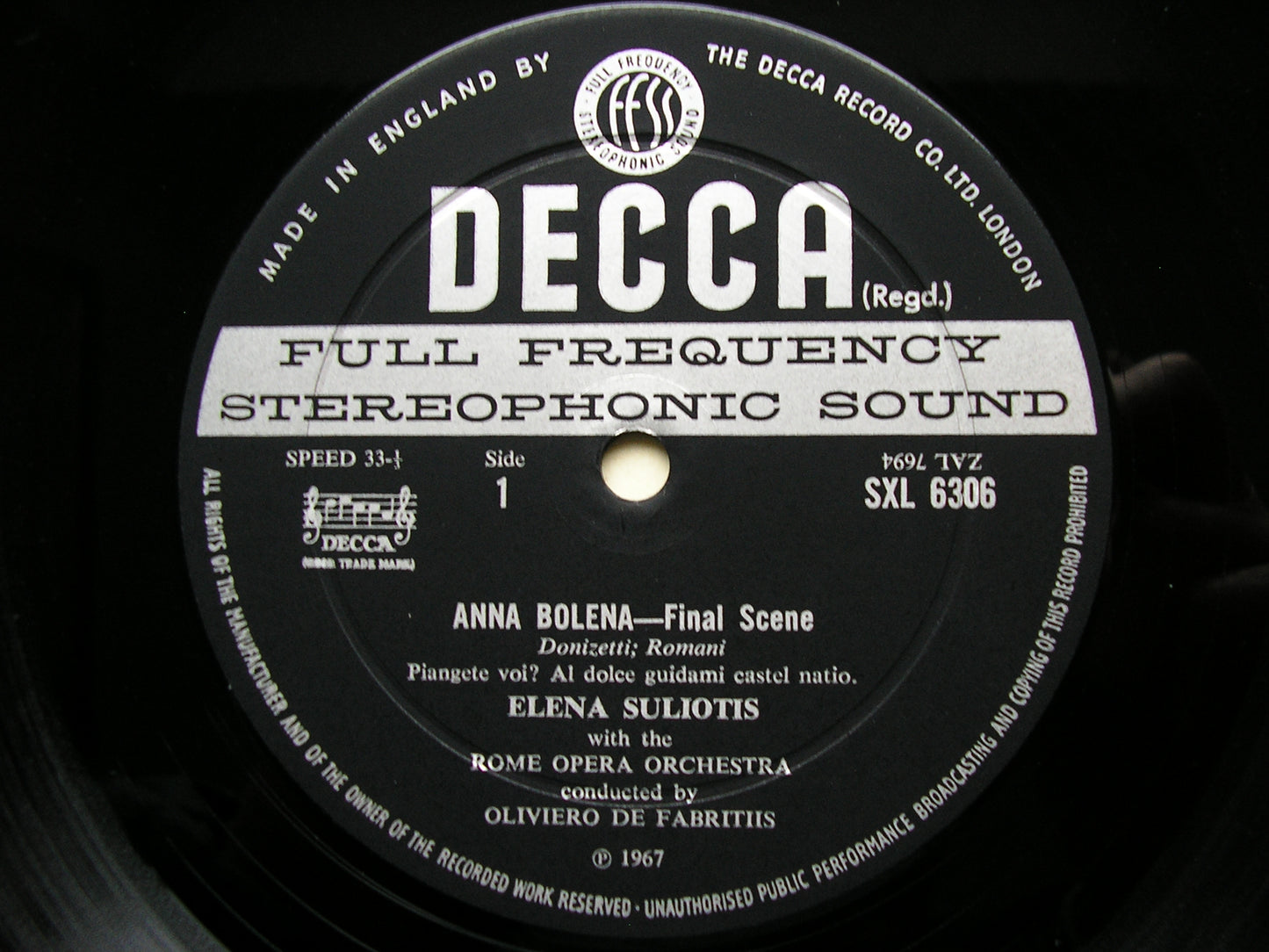 SXL 6306  ELENA SULIOTIS SINGS DONIZETTI & VERDI     ROME OPERA ORCHESTRA / DE FABRITIIS    ED2