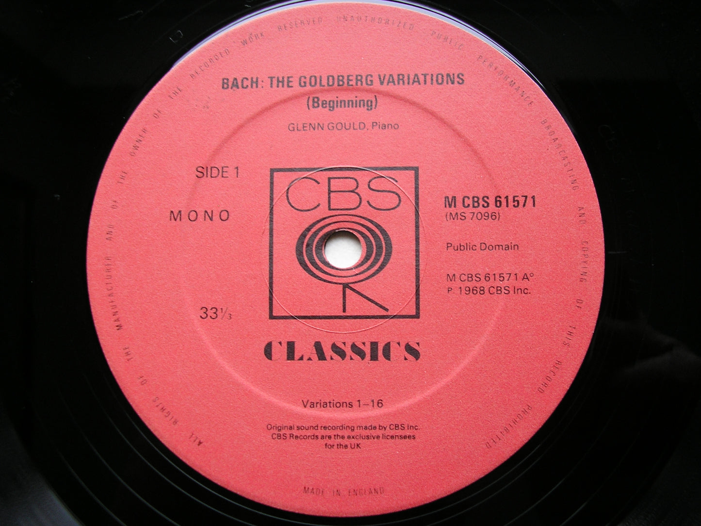 BACH: GOLDBERG VARIATIONS        GLENN GOULD    61571