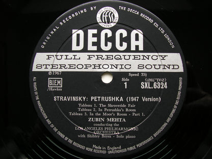 SXL 6324  STRAVINSKY: PETRUSHKA / CIRCUS POLKA     MEHTA / LOS ANGELES PHILHARMONIC    ED1